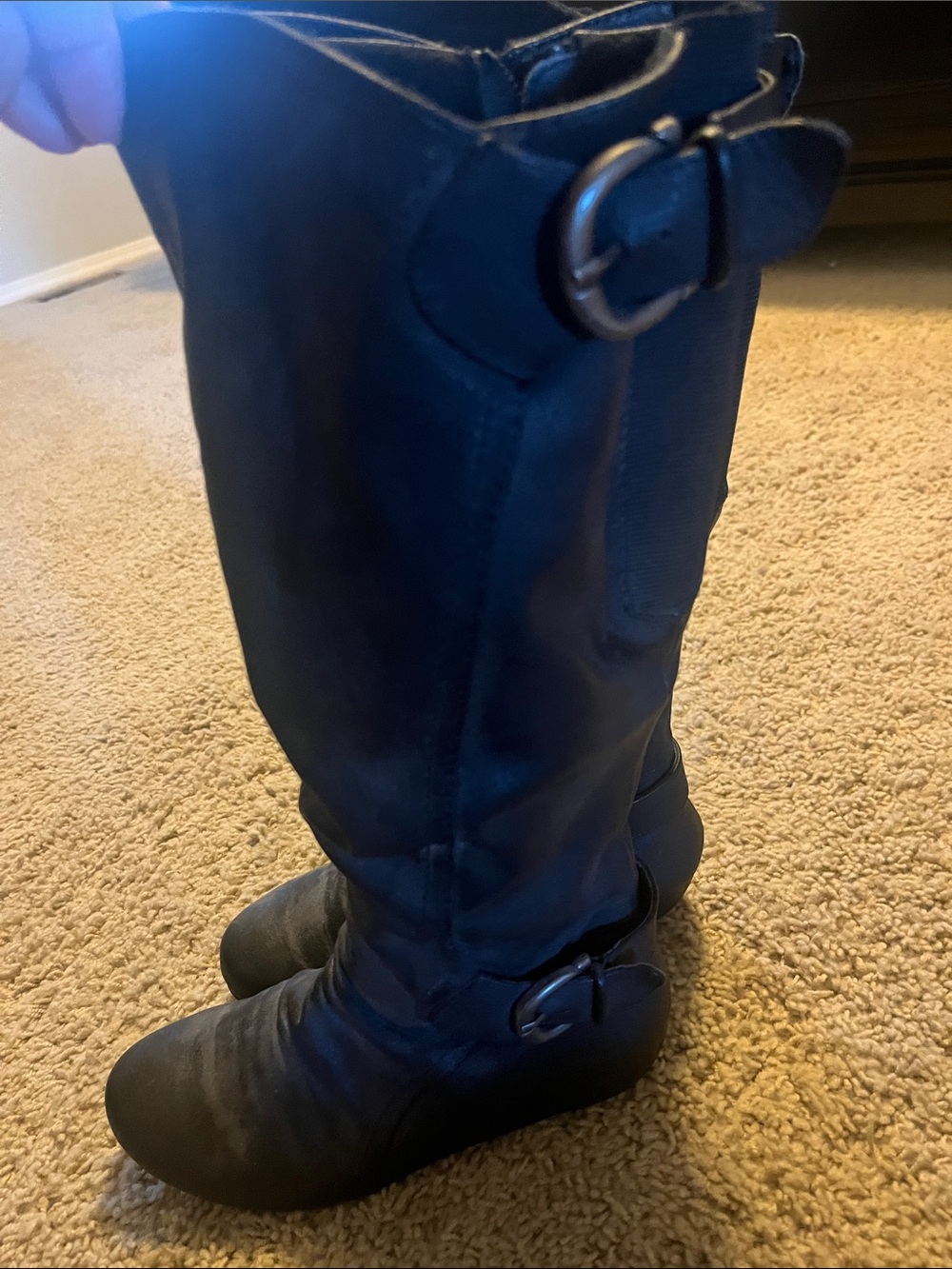 BareTraps Black Tall Buckle Riding Boots